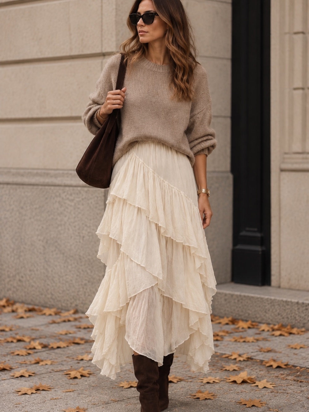 Zara Ivory Ruffle Tiered Maxi Skirt NWT Size Medium 8634/375/251